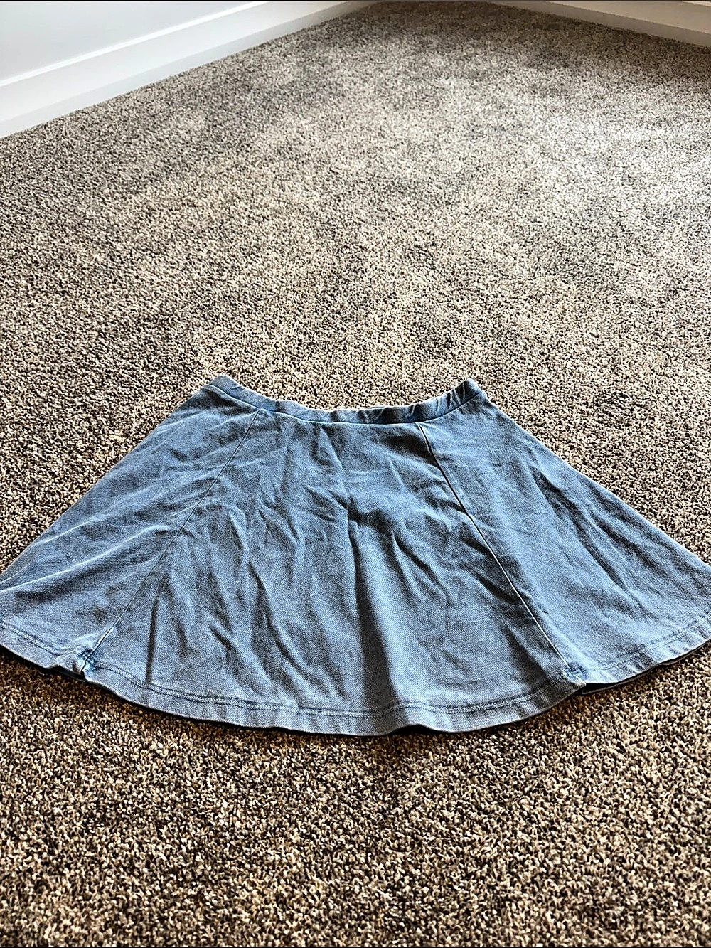 River Island Blue Denim Mini Skater Skirt US 8